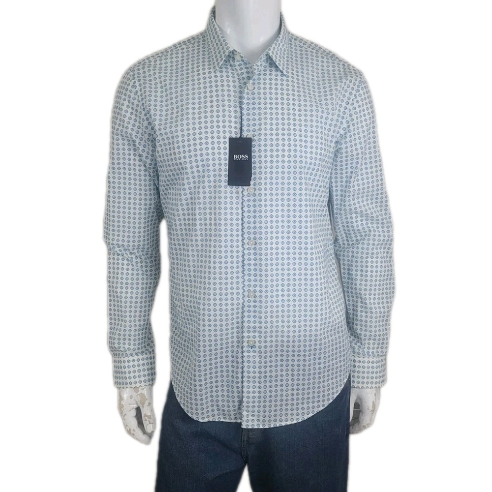 Hugo Boss Match Point Italian Long Sleeve Button Up Shirt Men's XL Slim Fit NWT